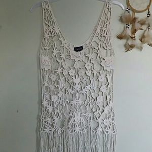 Ivory crochet hollow tank tops